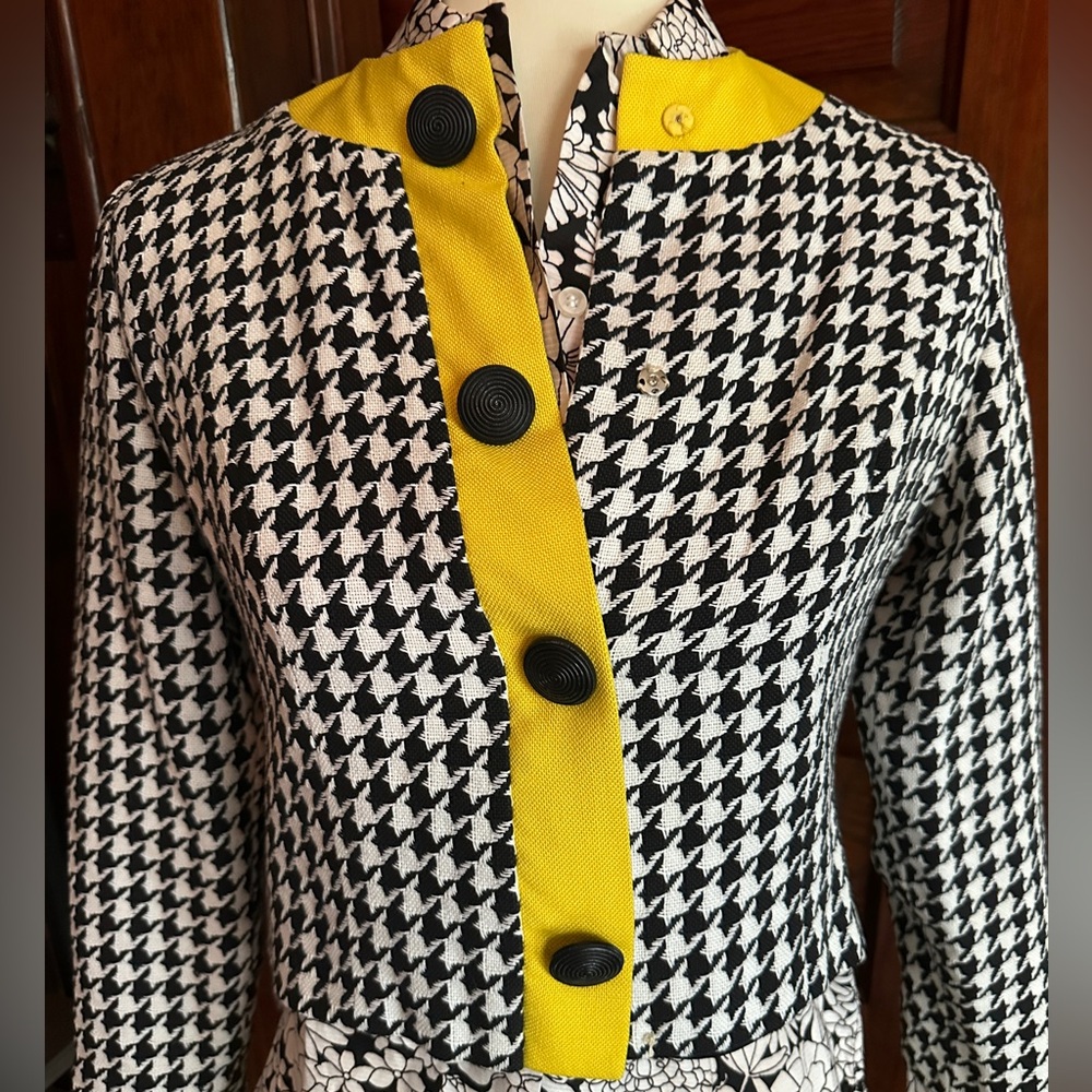 VINTAGE 70s Lanz Original Houndstooth Cropped Jacket Sz S